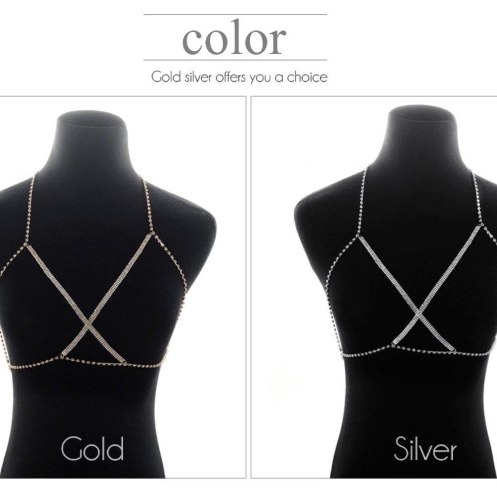 Elegant Silver Rhinestone Body Chain - Picture 7 of 10